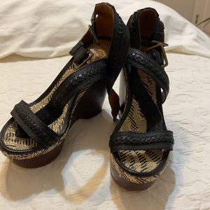 Joie Leather and Wood Wedges